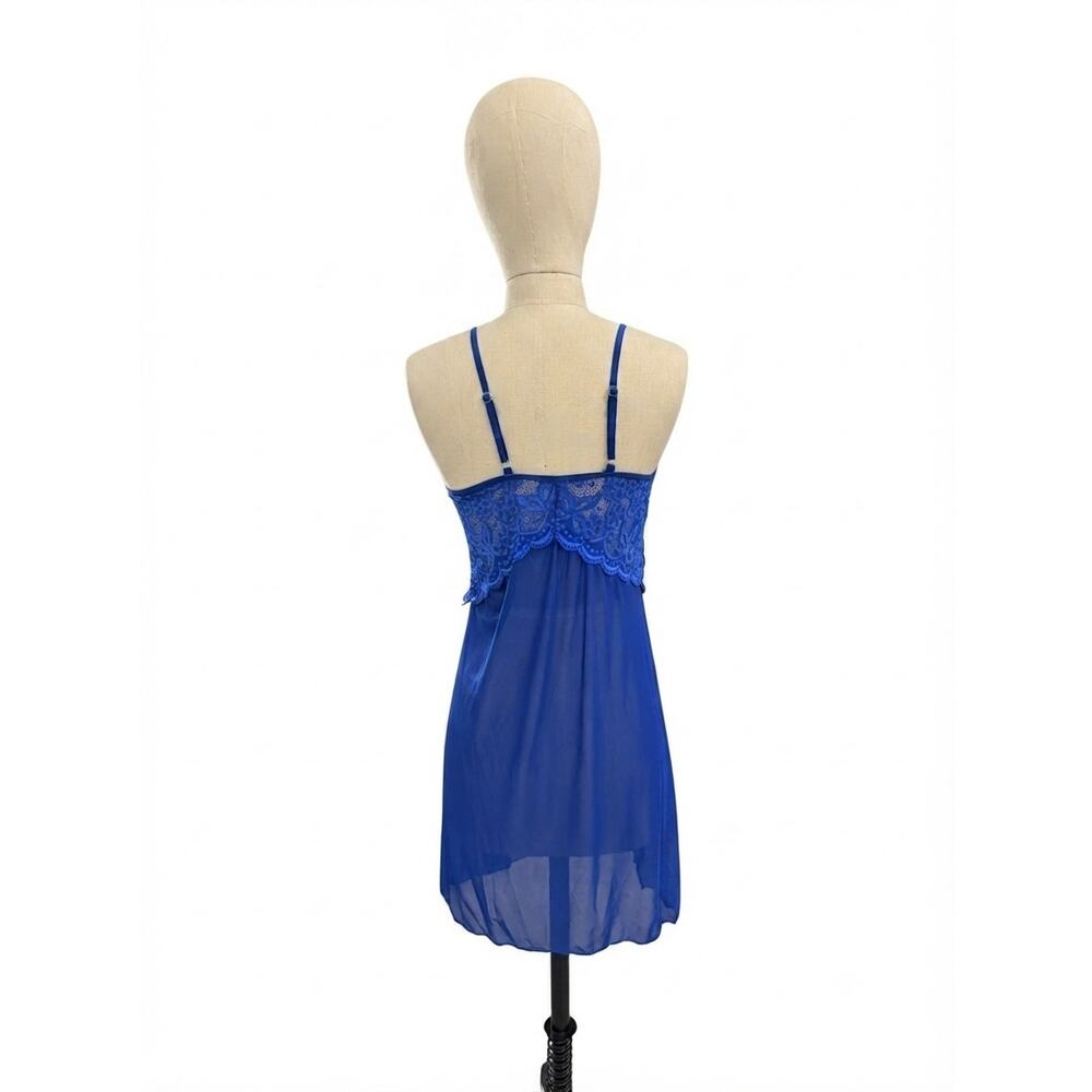 Royal Blue Lace Babydoll Nightgown Slits NWOT Large - Picture 4 of 5
